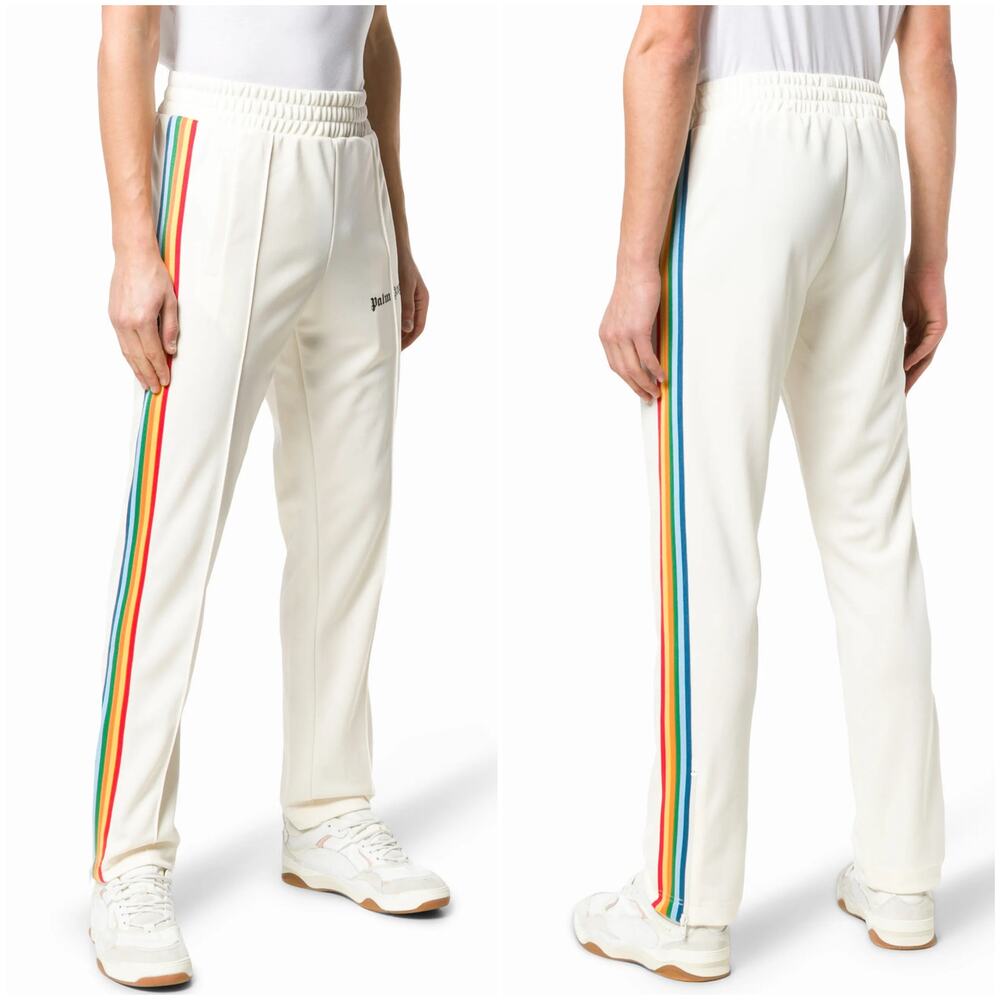 PALM ANGELS Unisex Rainbow Stripe Off-White Track Pants Size M - Picture 2 of 9